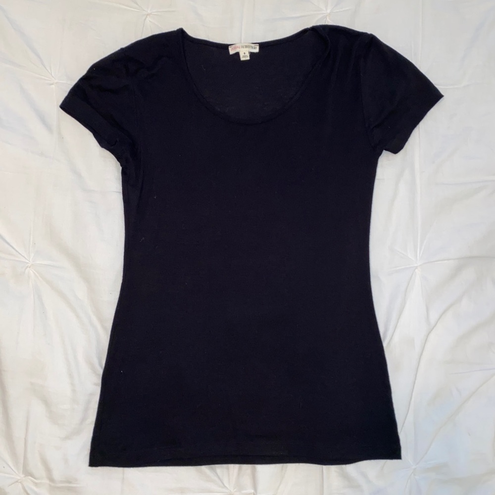 fitted black shirt.
